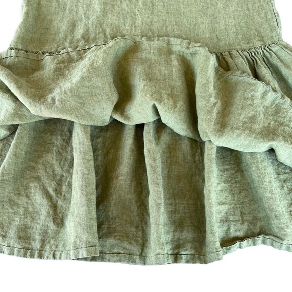 Bryn Walker Seraphina Dress 100% Linen Chartreuse Lagenlook Minimalist XS FLAW - Picture 7 of 15